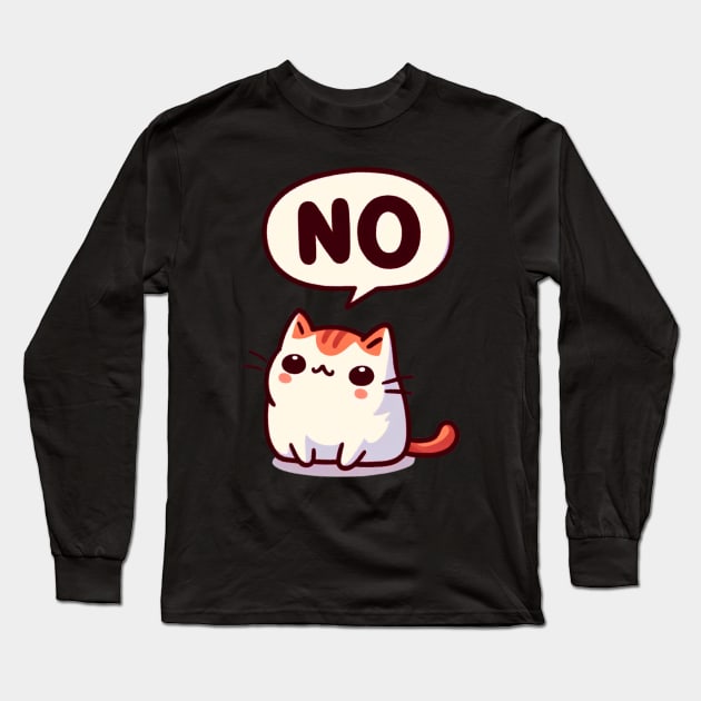 Cute Kitten Saying No Long Sleeve T-Shirt by PhotoSphere